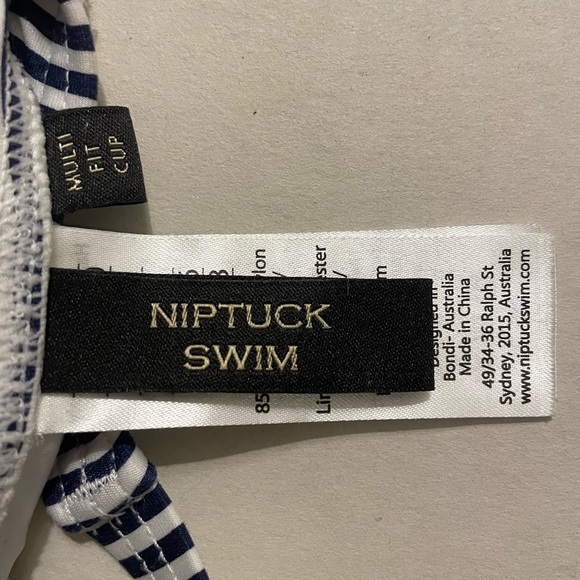 Niptuck Navy blue and white stripe one piece swim, adjustable strap size 6 - Picture 7 of 9